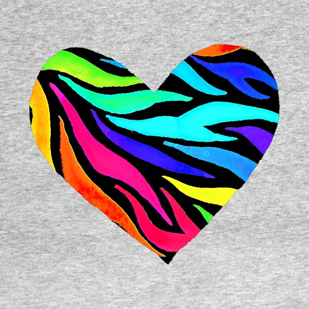 Rainbow Zebra Print Heart by KelseyLovelle